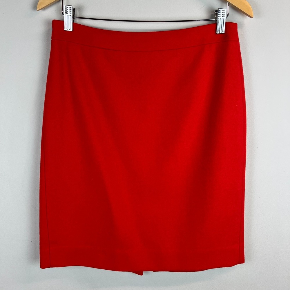 J. Crew The Pencil Skirt Women 6 Red Wool Back Slit Preppy Office Career Classic